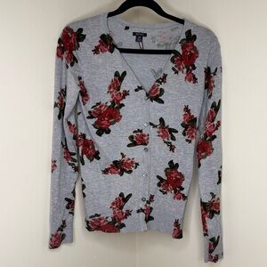 Buffalo David Bitton Rose Floral Cardigan | Vintage-Inspired Pearly Button Knit